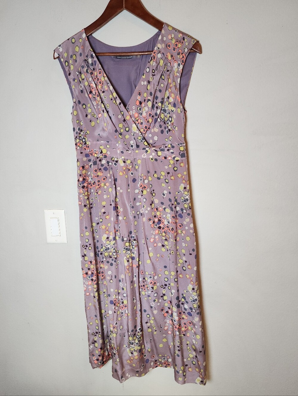 100% Silk Boden Purple Sleeveless Dress Knee Midi Women's Size 6 Small